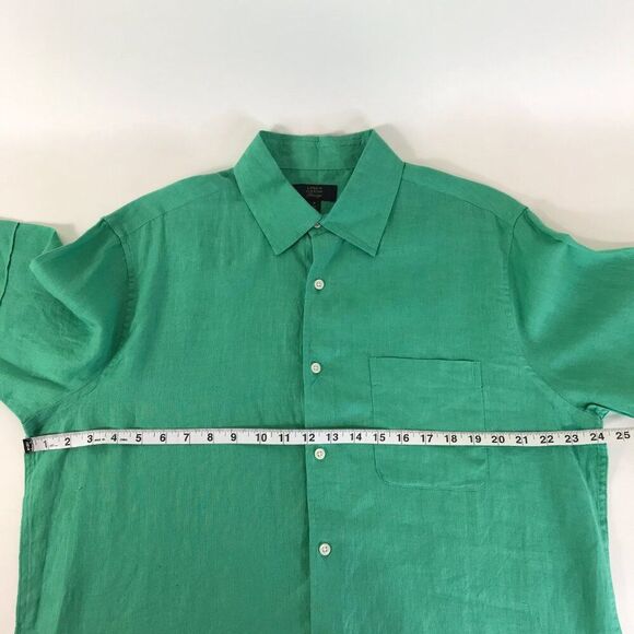 Club Room Luxury Linen Button Up Shirt Men's Size Medium Green Short Sleeve - Picture 6 of 11